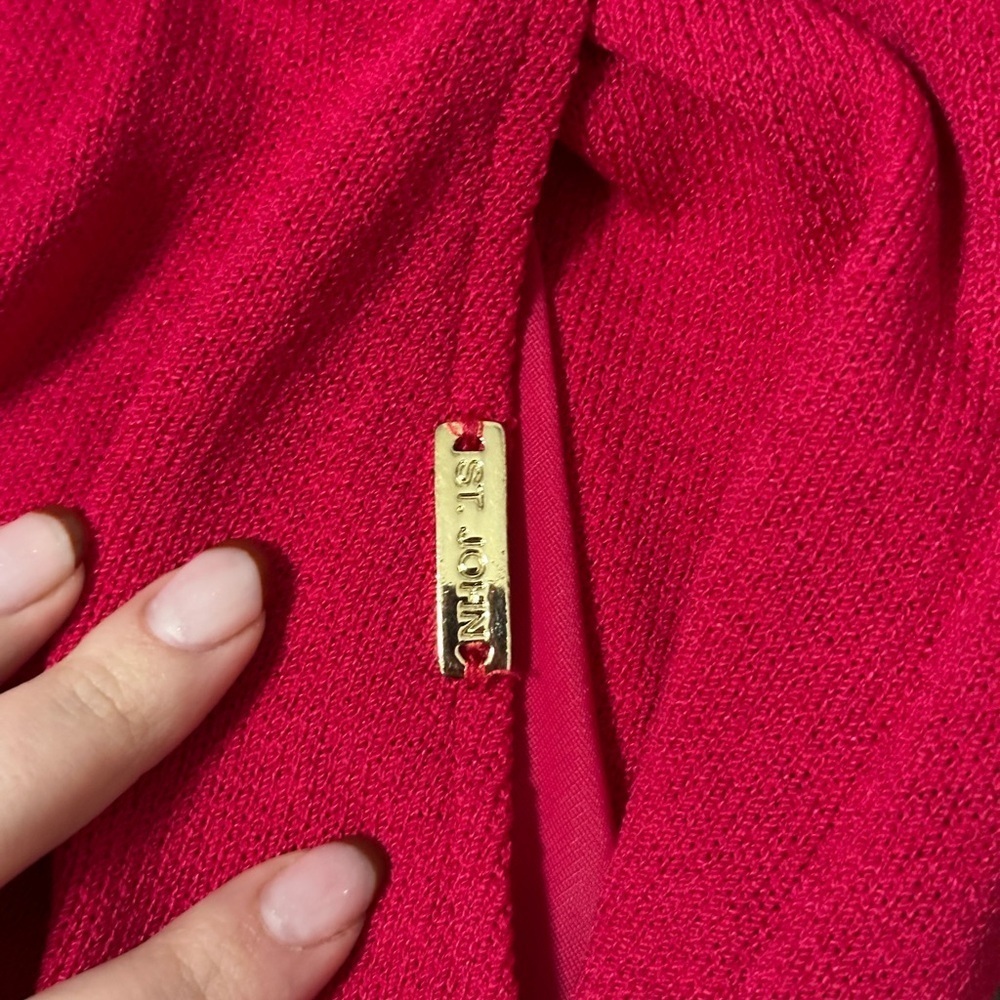 St. John Collection Pink/Red Knit Wide Leg Pants Size M - Picture 6 of 6